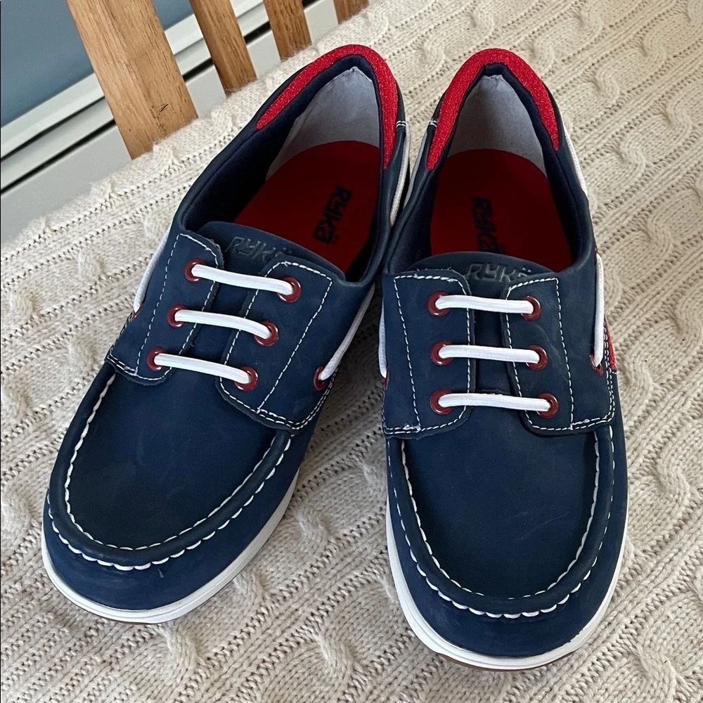 NWOT Ryka Chatham nubuck leather slip-on boat/deck shoes navy 8W
